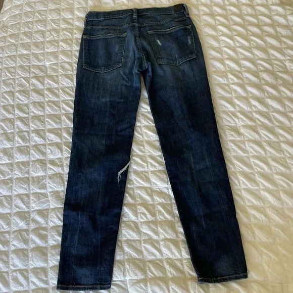 Vince 5 pocket relaxed rolled in destructed dark crimson distressed denim - Picture 5 of 12